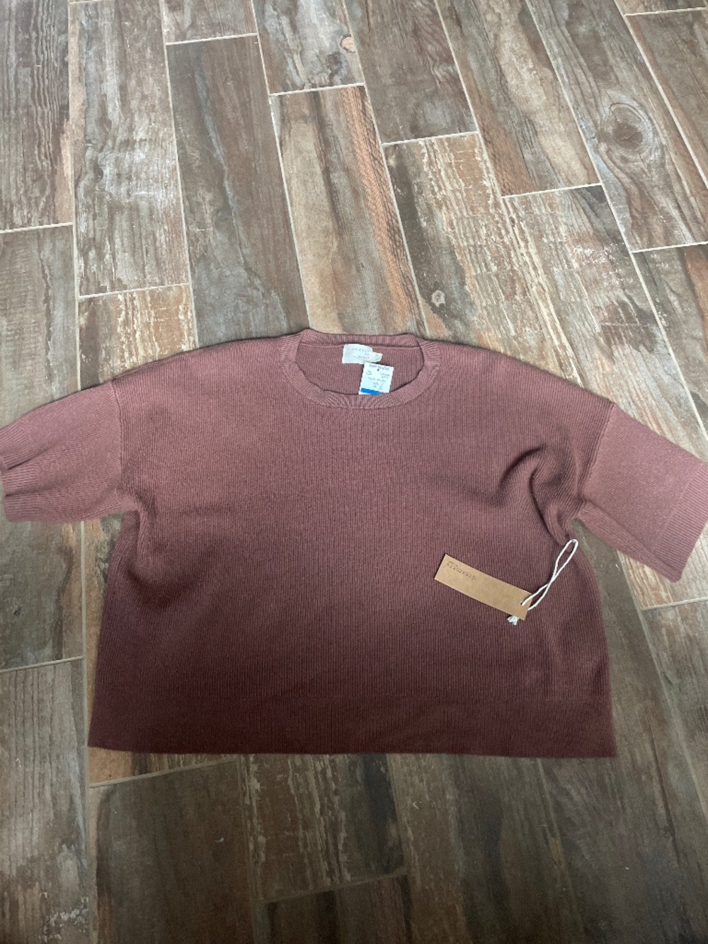 Brand new brown cropped short sleeve sweater